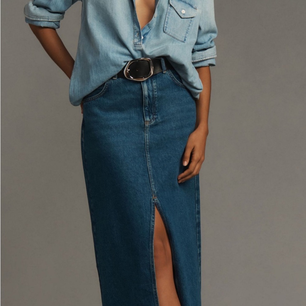 Women's front slit denim maxi skirt Pilcro Anthropology size 8 EUC